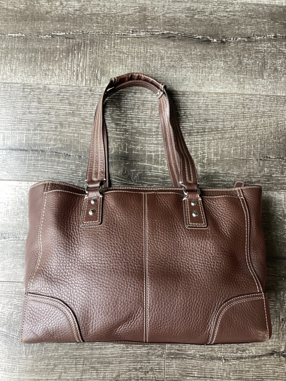 COACH Brown Pebbled Leather Ergo Pleated Tote Bag - Style F13960 - Picture 3 of 9